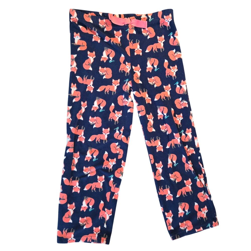 Carter's Girls Size 7 Fox Print Pajama Pants with Elastic Waist and Fake Tie